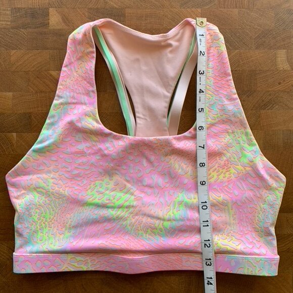 Fabletics Boost Medium Impact Sports Bra - Coral Leopard M - Picture 3 of 4